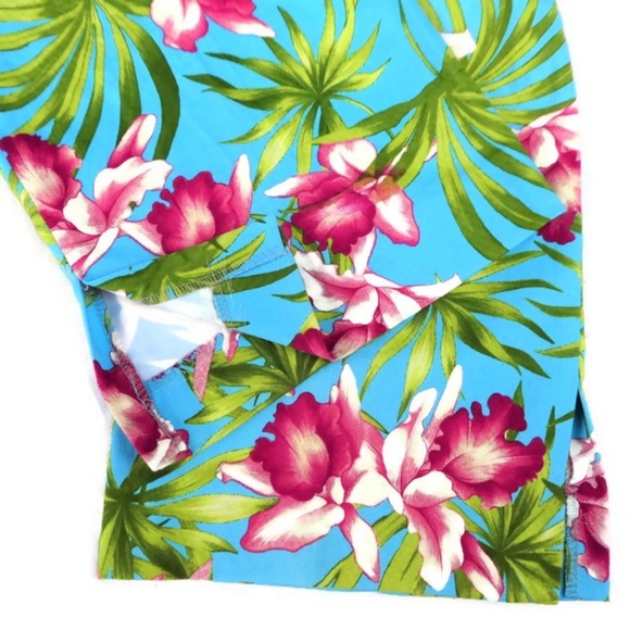 Vintage 90s Y2K Zara Ankle Slit Pants Tropical Hawaiian Pockets Stretchy Spain 8 - Picture 6 of 7